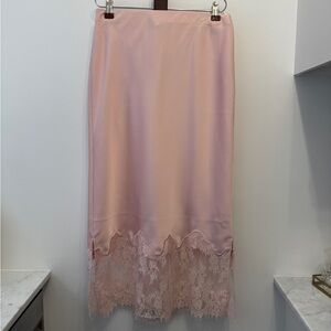 Elegant Pink Lace Trim Skirt